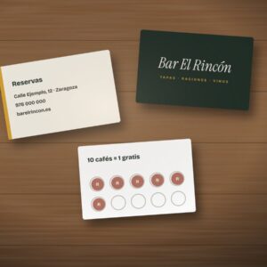 Tarjetas de visita y de fidelización para hostelería