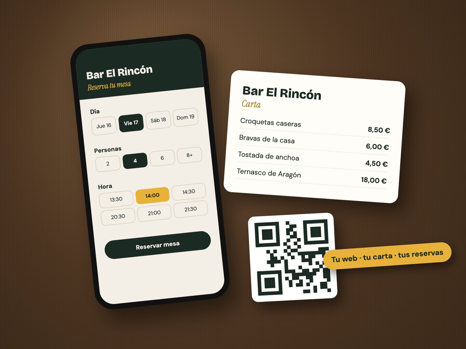 Web para restaurantes con carta QR y reservas online